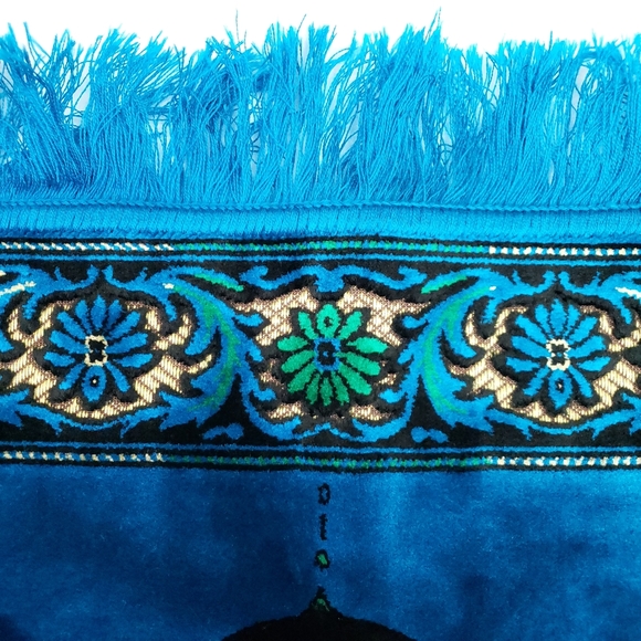 Vintage Turkish velvet Islamic Prayer Rug Mecca Mosque Tapestry Wall Hanging - Picture 5 of 16